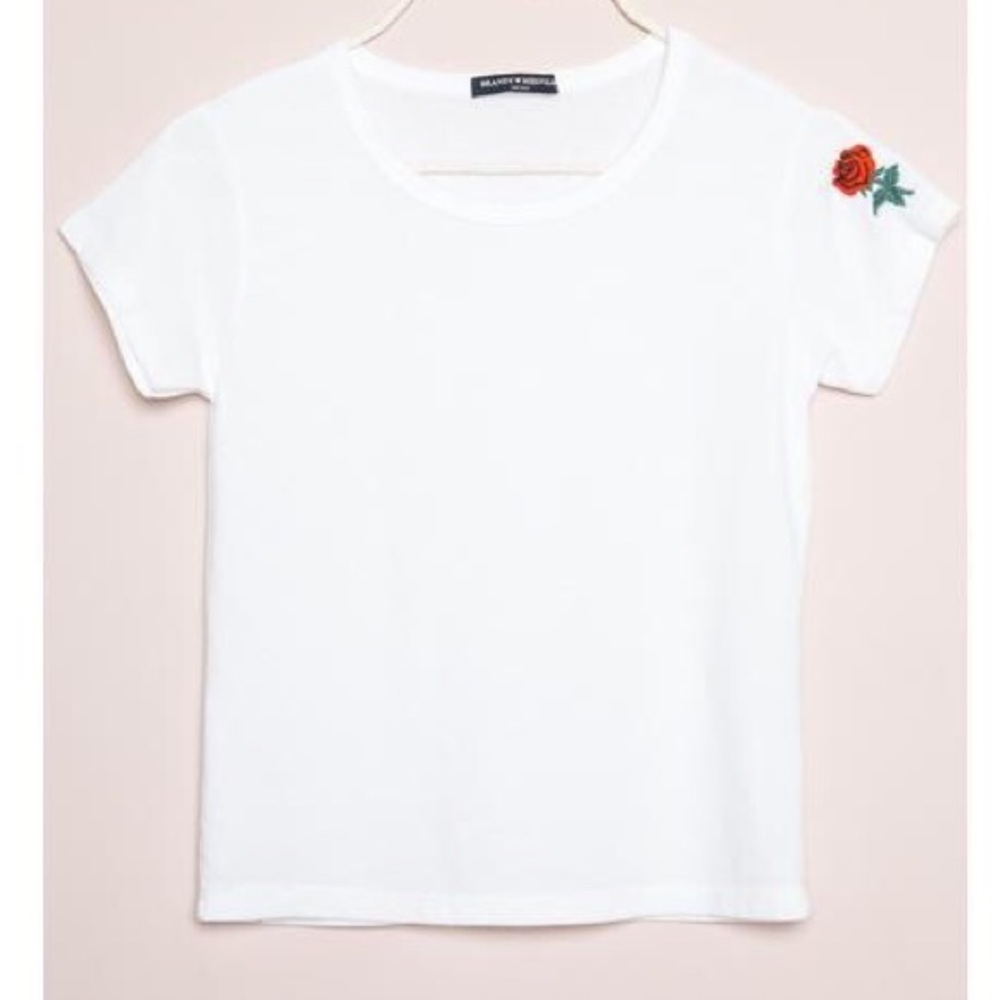 Brandy Melville Embroidered Rose Tee